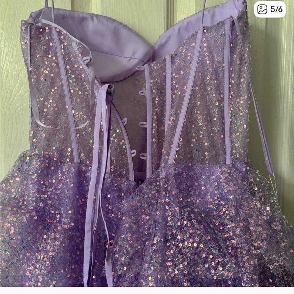 Elegant Lavender Strapless Prom Dress - Picture 3 of 4